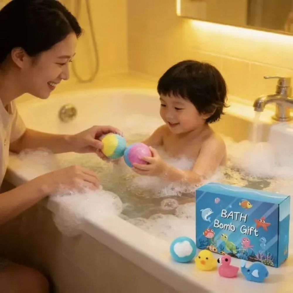 STARYSWAY Bom tắm trẻ em, Spa đổi màu với đồ chơi Bom tắm có, Quà tặng Bộ bóng muối tắm chủ đề đại dương