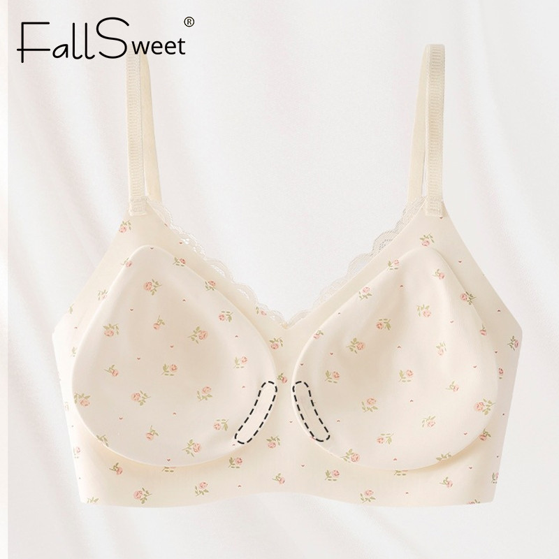 FallSweet Áo Lót Ren Cổ Chữ V Push Up Bralette Cho Nữ - Dây Thoải Mái & Hỗ Trợ Tốt, Thích Hợp Mùa Hè