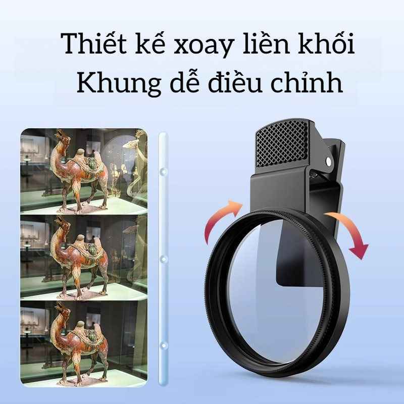 Bộ Kẹp Lọc CPL 52mm Từ Tính – Phù Hợp Mọi Điện Thoại, Kính Lọc Phân Cực Xoay, Chống Chói & Tăng Chi Tiết Ảnh