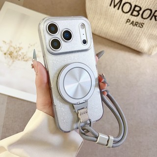 Màu Hồng Lấp Lánh Bột Xoay 360 Độ Đứng Wrsit Dây Đeo Ốp Lưng Điện Thoại iPhone 17Promax 17pro 12 13 14 15 16 Pro Max 11 Silicon Mềm Chống Sốc Nữ Vỏ Di Động
