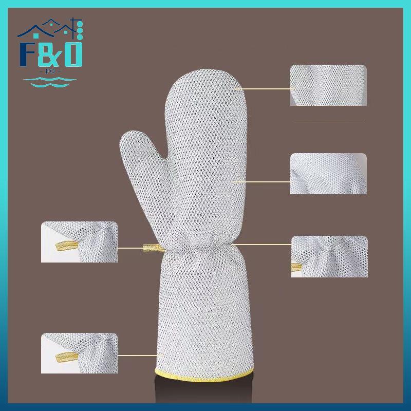 [F & O] 1 / 2 Cái Găng Tay Vệ Sinh Công Việc Nhà Dây Thép Bóng Món Ăn Găng Tay Giặt Nhà Bếp Bàn Chải Chống Thấm Nước Bát Dầu Dụng Cụ Vệ Sinh Hiện Vật {vn}