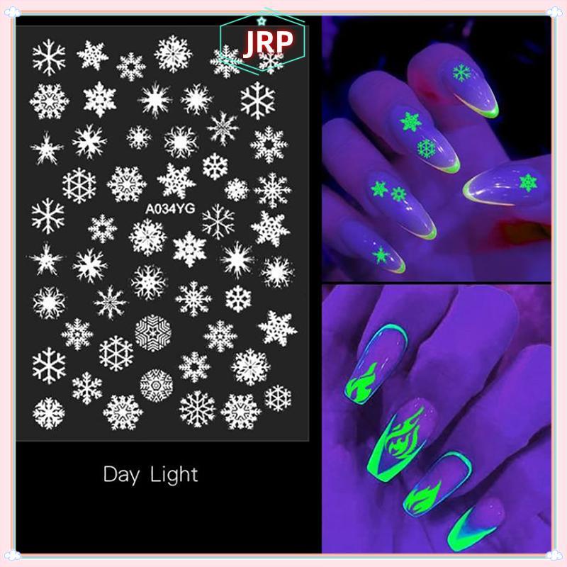 JRP 1Pc Dạ Quang 3D Móng Tay Stier Đáng Sợ Đề Can Lễ Hội Phát Sáng Halloween Móng Tay Stiers JRP