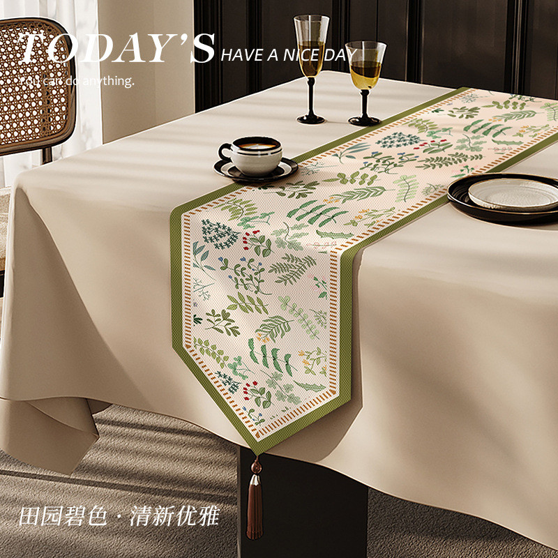 khăn trải bàn dài table runner giả lanh decor bàn ăn đám cưới lễ hội phong cách mỹ sang trọng tinh tế trang trí nội thất