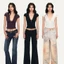 Áo thun viền ren IAPPORTUNIA, Áo thun cổ chữ V sâu màu trơn mỏng, Áo Crop top ngắn tay Slim Fit