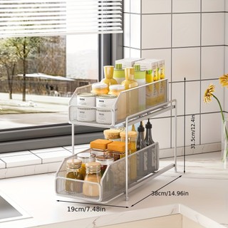 Giá Rẻ Kệ Đựng Gia Vị Tủ Bếp 2 Tầng Lấy Ra Dễ Dàng Cho Tủ Bếp Kệ Đa Năng Đẹp/Thẩm mỹ Kệ Lấy Ra Đa Năng Cho Tủ Bếp Nhỏ