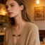 PPY Phong Cách Vintage Mèo Mắt Đá Áo Len Kẹp Nữ Thanh Lịch Đầm Phụ Kiện
