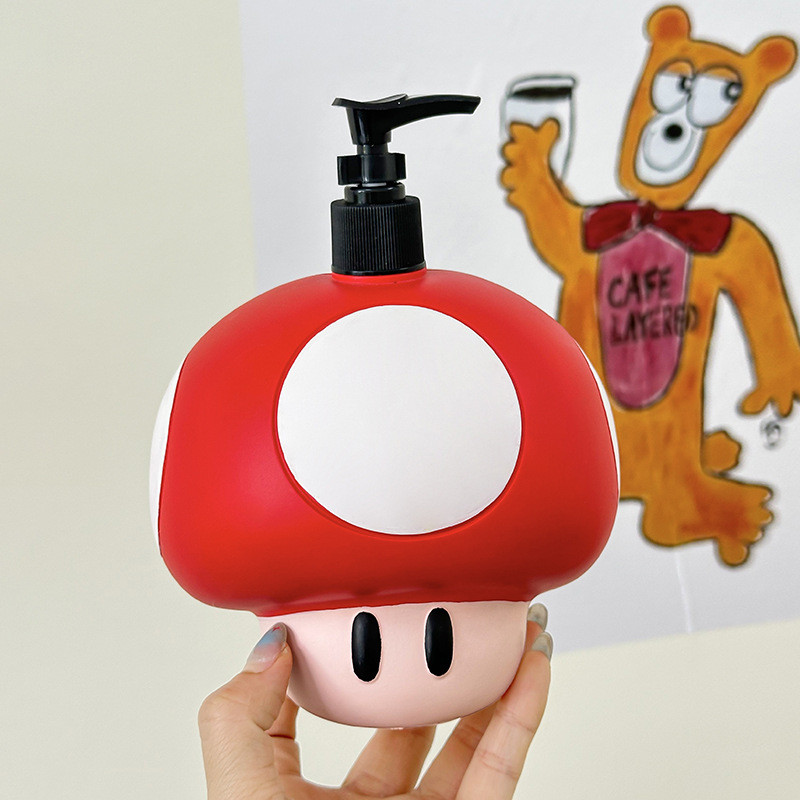 Máy bơm kem dưỡng da hình nấm Mario hoạt hình, Chai xà phòng tay Mickey dễ thương, Hộp đựng dầu gội & nước rửa cơ thể có thể đổ lại
