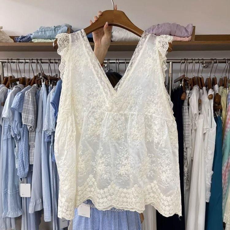 Áo Vest Ren Jacquard Thêu Nhỏ Gợi Cảm, Phong Cách Kỳ Nghỉ Mùa Hè, Hợp Thời Trang
