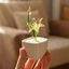 Bó hoa thủy tinh mini PWSSEND kèm chậu, hoa thủy tinh thổi thủ công, hoa ly quà tặng Ngày của Mẹ, tượng điêu khắc hoa trang trí đám cưới