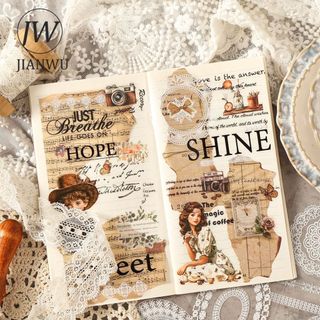 JIANWU Ren Truyện Tranh Series Vintage Ren Hoa Biên Giới Phong Cảnh Chất Liệu Cắt Kéo PET Miếng Dán Sách Sáng Tạo DIY Tạp Chí Văn Phòng Phẩm