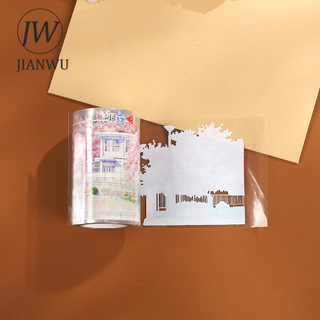 JIANWU 70mm * 5m Vintage Đường Phố Hoa Anh Đào Vật Liệu Phong Cảnh Cắt Băng Thêu Sò PET Sáng Tạo DIY Tạp Chí Văn Phòng Phẩm