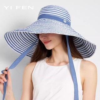 YIFEN Có Thể Gập Lại Quá Khổ Sọc Nón Nữ Phong Cách Mới Dài Chống Nắng Thời Trang Đầu Lớn Chu Vi Mũ Chống Nắng