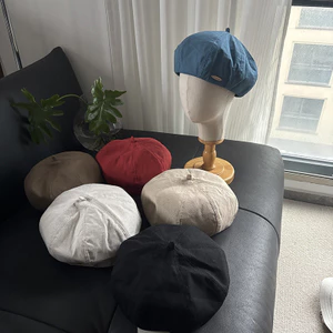 Mũ Xuân Hè Mỏng Vải Lanh Cotton Phong Cách Hàn Quốc Retro, Chu_vi_Lớn, Chống Nắng