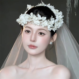 Vòng hoa hoa trắng thủ công rừng cổ tích phong cách cổ tích