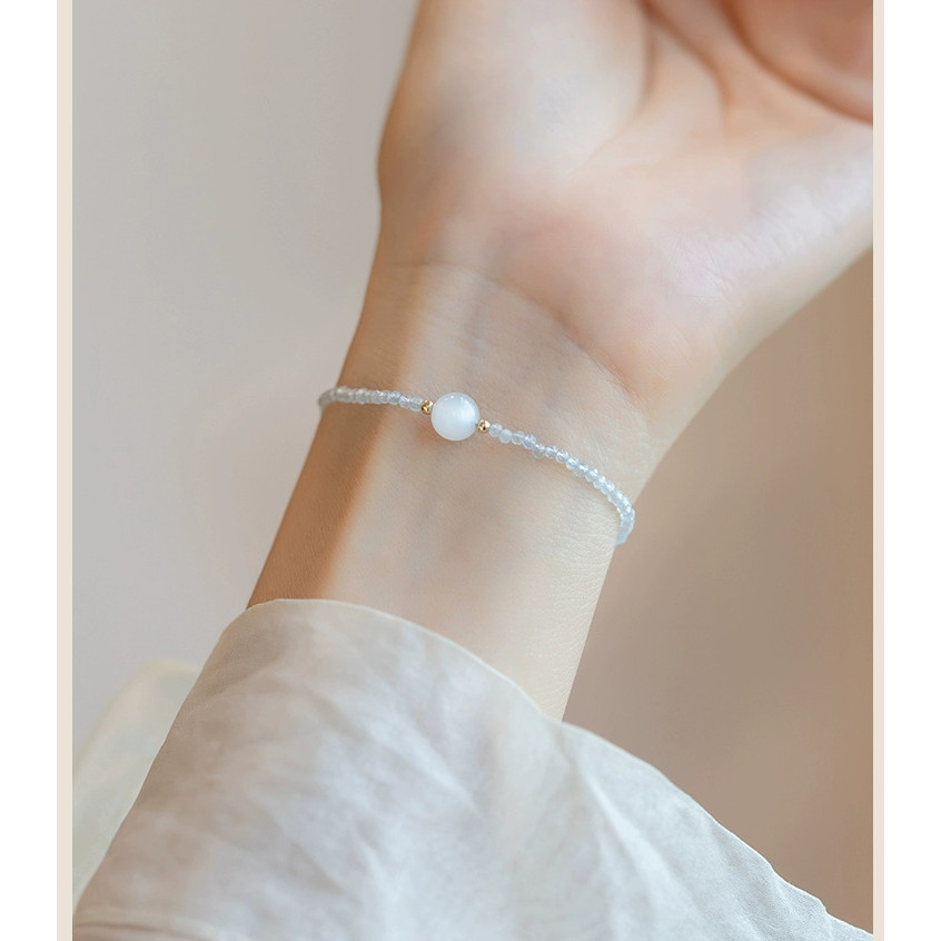 Vòng tay Aquamarine ánh trăng trắng tinh tế