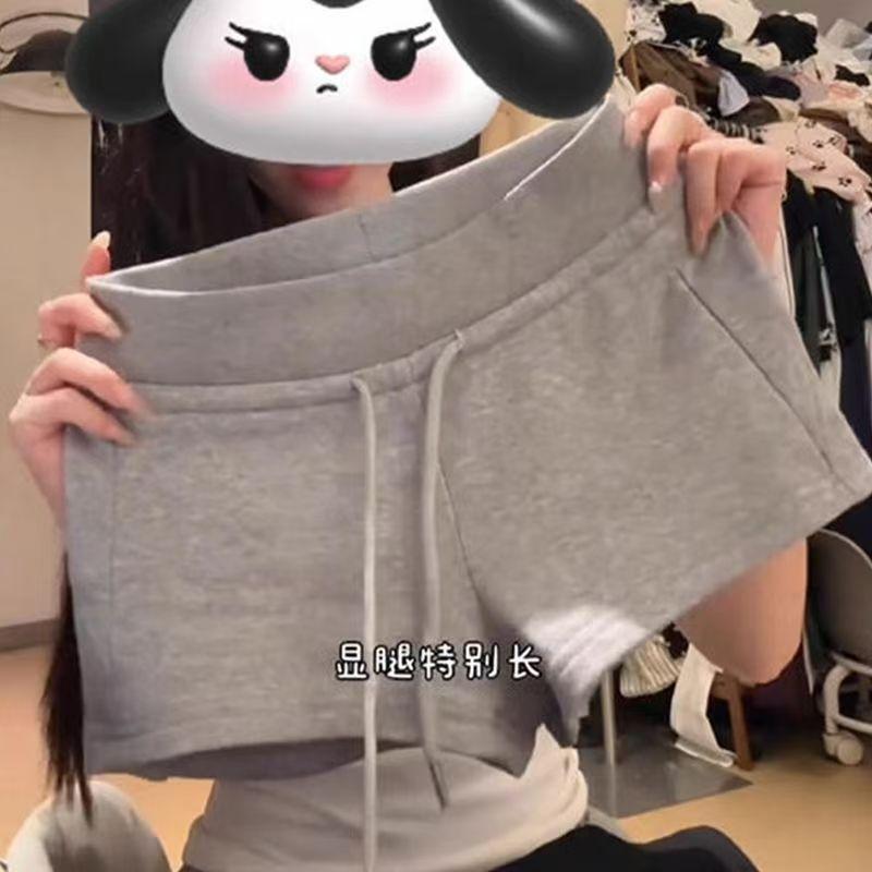 [Giảm giá 50%] Quần short thể thao Hot Girl dành cho nữ Mùa hè mặc ngoài màu xám Dây rút gợi cảm kiểu Mỹ Quần nóng lưng thấp