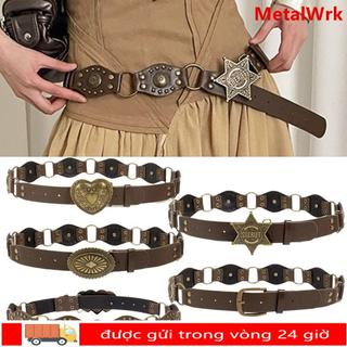 Thắt lưng METALWRK da PU phong cách Gothic Steampunk, retro vintage cho quần jean nữ