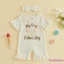 Bộ áo liền quần cổ tròn tay ngắn in chữ cho bé gái có băng đô
