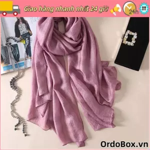 Khăn foulard nữ vải lanh, chống nắng, thiết kế trơn, phù hợp hijab và người plus size