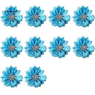 Cửa hàng tốt nhất| 10 Chiếc 4cm Satin Ruy Băng Hoa Sáng Bóng Đính Kim Cương Giả DIY Cưới Thủ Công