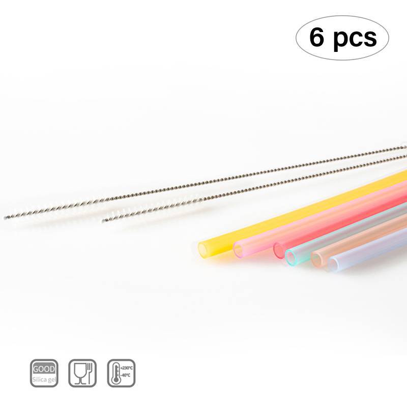 N2HAO 6 Chiếc Sáng Tạo Liền Mạch Di Động Linh Hoạt Ống Hút Silicon Trong Suốt Có Thể Tái Sử Dụng n
