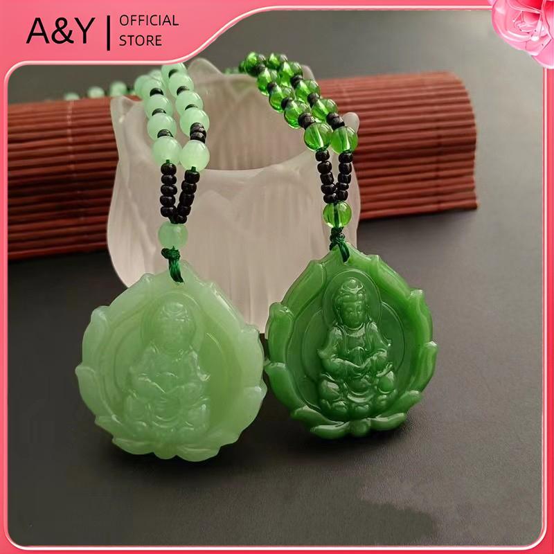 A & Y Mặt Dây Chuyền Ngoc Bích Hình Phật Quán Âm, Phong Cách Trung Hoa, Món Quà May Mắn