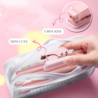 Dập lỗ mini màu macaroon, dùng để đục lỗ giấy sổ bìa rời, phụ kiện văn phòng dụng cụ thủ công