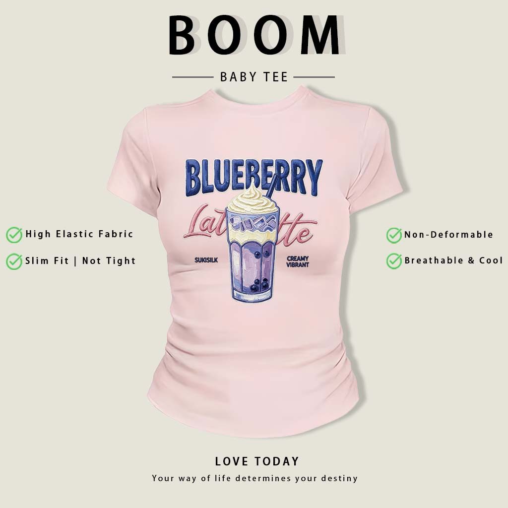 BOOM Áo thêu Baby Tee Nữ Cotton Ôm Body-Áo Thun Ngắn Tay Y2K In Hình PhongCách Mùa Hè, Cổ Tròn Hàng Đầucách hàn phong 08