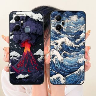 Dành Cho Infinix Smart 6 Plus (Ấn Độ) Vỏ Bảo Vệ Ống Kính Smart6 Plus X6823C X6823 Thời Trang Dusk Tranh Bãi Biển Vỏ Điện Thoại Silicon Mềm