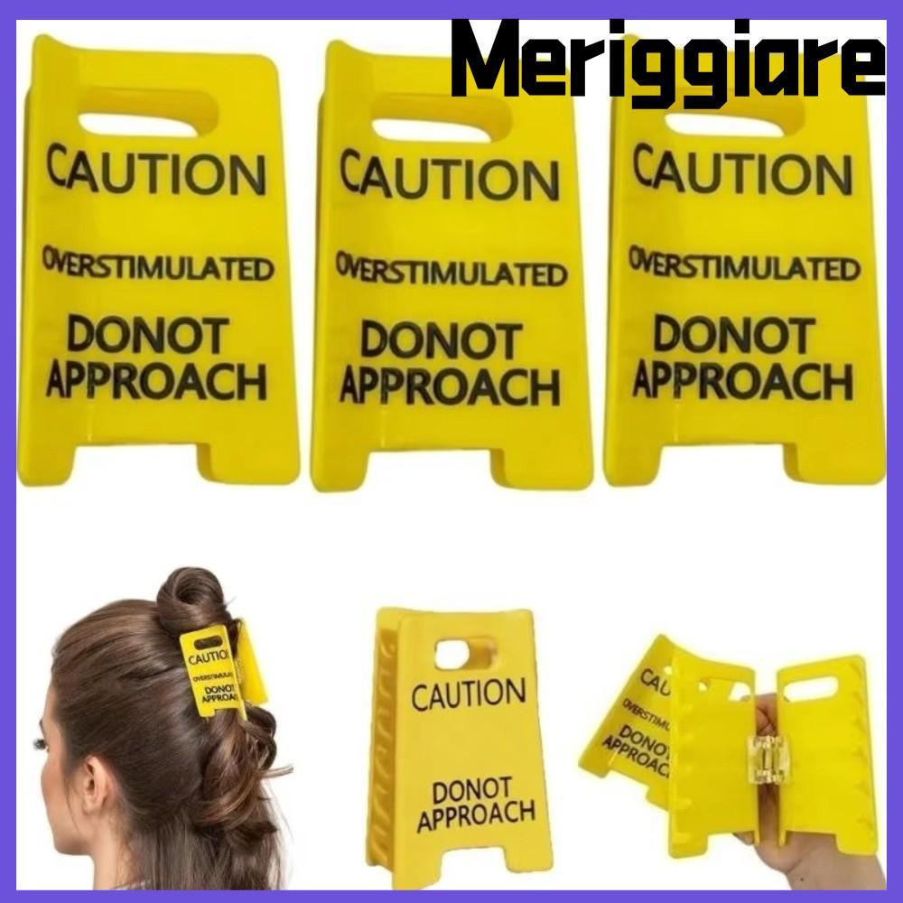 Kẹp vuốt tóc MERIGGIARE, Phụ kiện tóc Kẹp chắc chắn Dấu hiệu cảnh báo Kẹp móng vuốt tóc, Kẹp tóc kích thích quá mức màu vàng rực rỡ cho bé gái