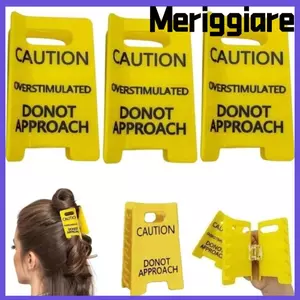 Kẹp vuốt tóc MERIGGIARE, Phụ kiện tóc Kẹp chắc chắn Dấu hiệu cảnh báo Kẹp móng vuốt tóc, Kẹp tóc kích thích quá mức màu vàng rực rỡ cho bé gái