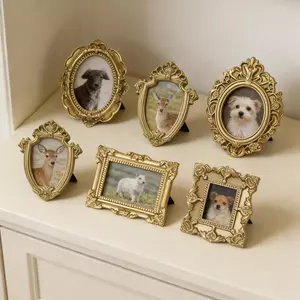 Bộ 5 Mini Vàng Khung Hình Vintage Nhựa Chụp Ảnh Trang Trí Tường Galley Giáng Sinh Hình Hiển Thị Khung Ảnh shopidaevn