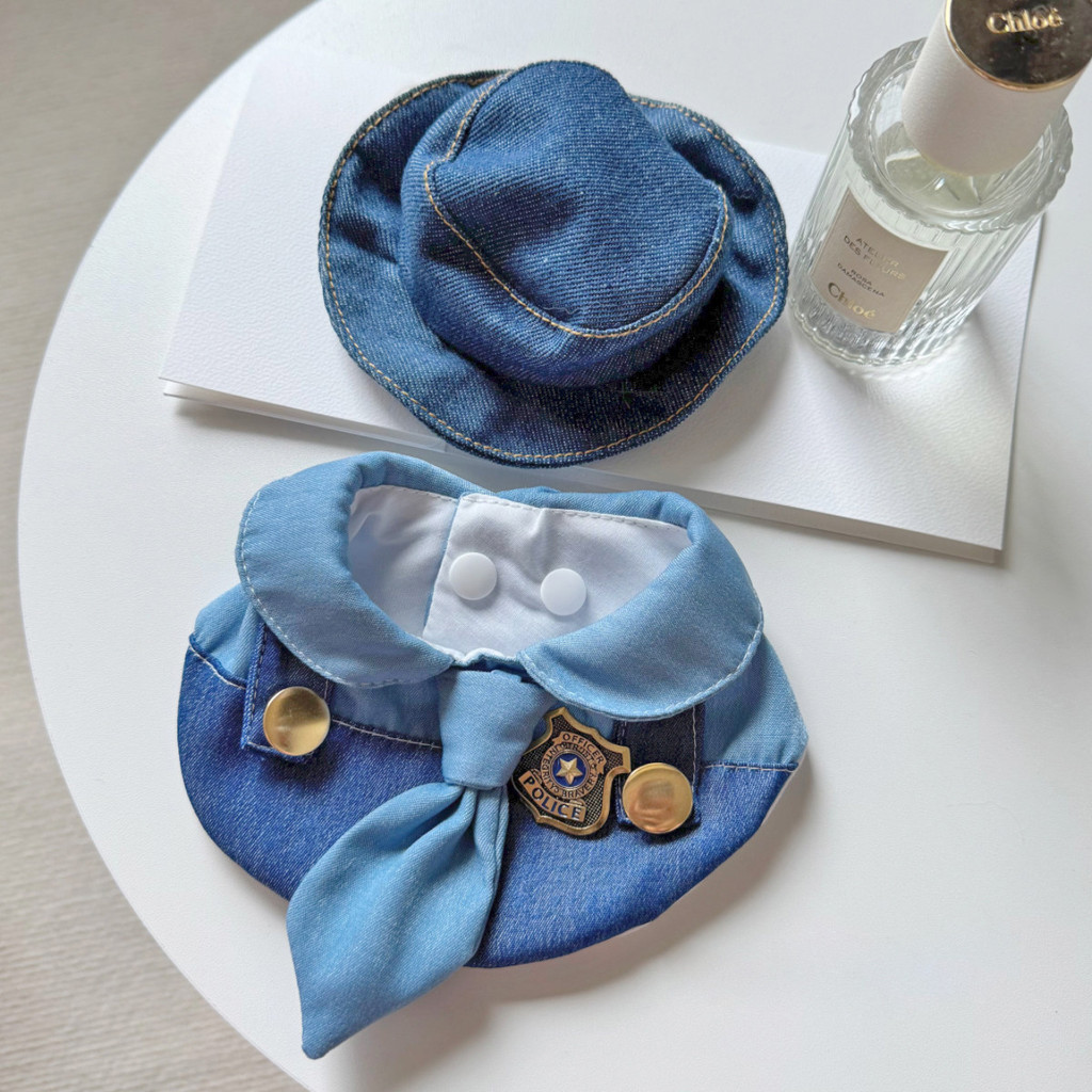 [Pet-Eleven] Yếm Mèo Hoạt Hình Yếm Chó Dễ Thương Phong Cách Denim Đẹp Trai Thoáng Mát Dễ Thương Nước Bọt Khăn Trang Trí Thú Cưng Chó Nhỏ