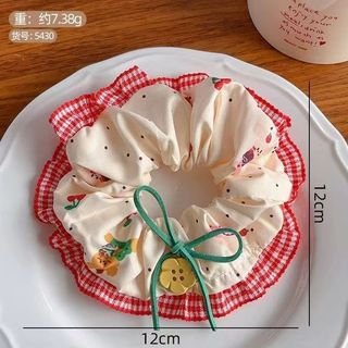 Meowu Cột tóc scrunchies nút nơ phối bèo caro