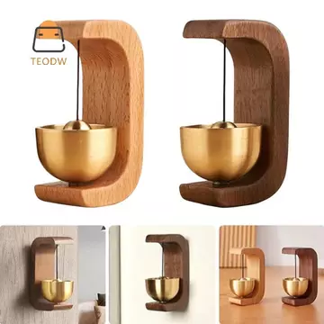 [TeOdw-t] Chuông gió bằng gỗ Chuông cửa bằng đồng thau từ tính Chuông cửa không dây Jingle Cửa vào Mặt dây chuyền để trang trí nhà cửa vào cửa để nhắc nhở [MỚI]