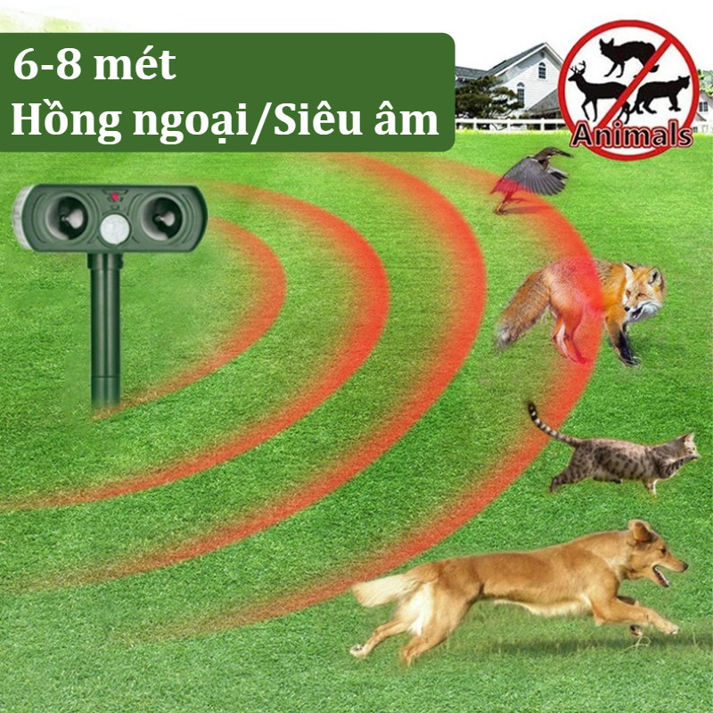 Máy Đuổi Động Vật, Cảm Biến Hồng Ngoại Thông Minh, Sạc Năng Lượng Mặt Trời, Chống Nước IPX4