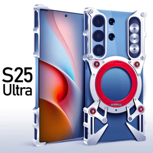 Ốp Lưng Nhôm Không Khung Cho Samsung Galaxy S26 S25 Ultra S24 S23 S22 S21 Ultra S20 FE Xoay Giá Đỡ Vỏ Kim Loại Không Vành Vỏ Chống Sốc
