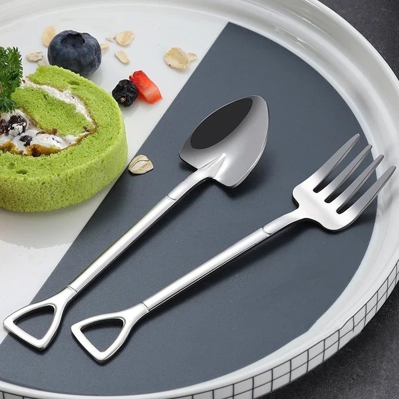 1 / 4 Bộ thìa cà phê bằng thép không gỉ Bộ dao kéo / Thớt sắt cổ điển Muỗng kem