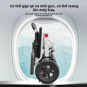 Xe lăn hợp kim nhôm, xe lăn người già di động, xe đẩy nhẹ, xe đẩy du lịch máy bay, xe đẩy gấp gọn