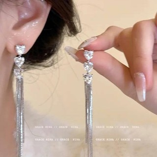 Bông Tai Bướm Nữ Kim Bạc Ngọc Trai Trang Trí Kim Cương, Phù Hợp Với Tua Dài