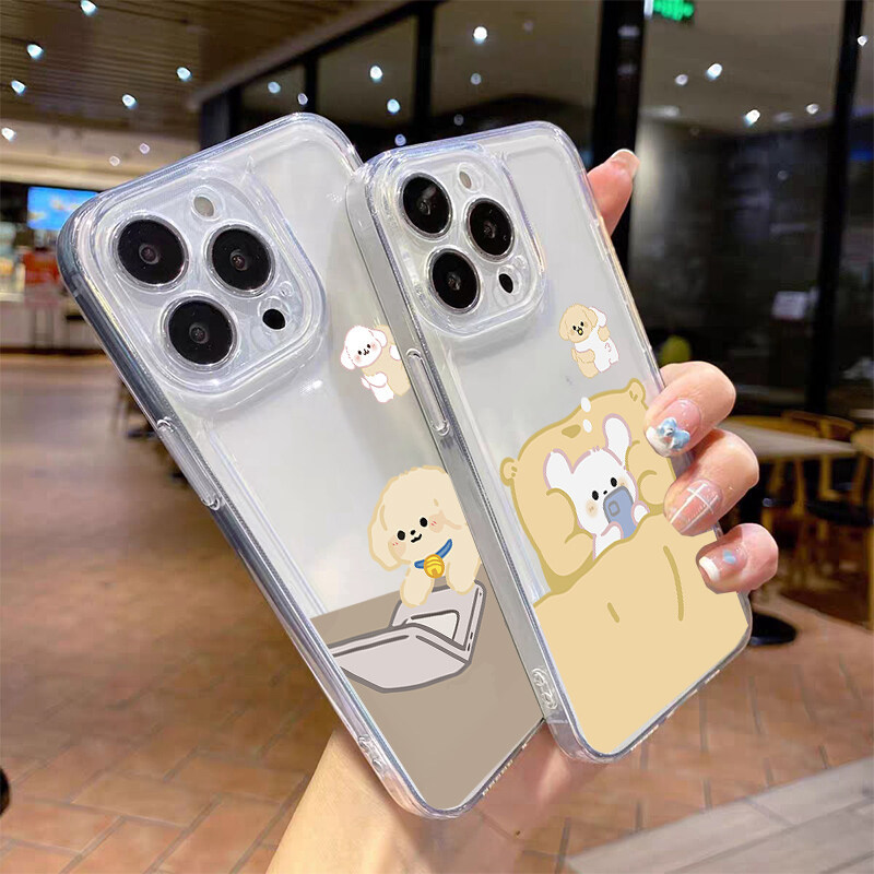 Hoạt Hình Dễ Thương Ngủ Chó Mèo Cặp Đôi Dành Cho Xiaomi 15T POCO X7 Pro Redmi 15C 4G Note 15 Pro Plus Vỏ Điện Thoại Họa Tiết Vịt Động Vật Trong Suốt TPU Silicon Chống Sốc