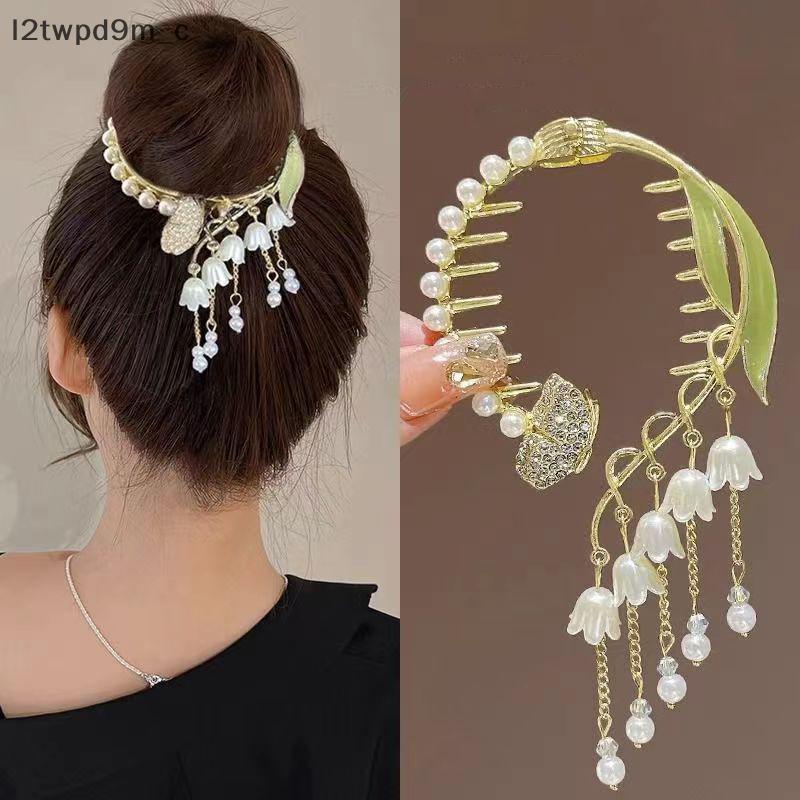 Kẹp tóc đuôi ngựa đính ngọc trai đính đá mới