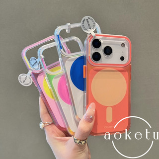 Macaron laser tương phản bán trong suốt hút từ tính thích hợp cho iPhone 17 Promax Vỏ điện thoại Apple 14 15 mới 16 Pro nữ 13 vỏ acrylic chống rơi sang trọng