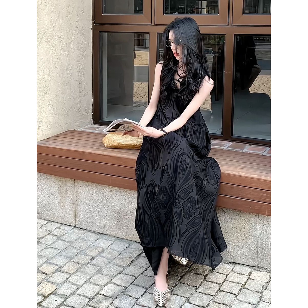 [Khuyến mãi 50%] Áo vest không tay và váy dàijacquard, thiết kế kiểu Pháp, phù hợp mùa hè