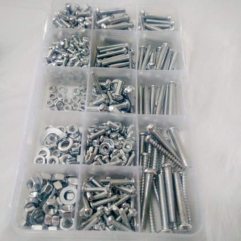 Bộ ốc vít M3/M4/M5/M6, mạ kẽm chống gỉ bền，Bộ Ốc Vít Bu Lông，Đai Ốc，Bu Lông，Sắt mạ kẽm，Đóng Hộp Tiện Lợi