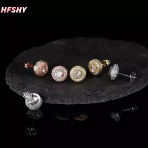 Bông Tai Zircon Tròn Hình Học Siêu Sáng Bóng, Phong Cách Sang Trọng Cho Kỳ Nghỉ
