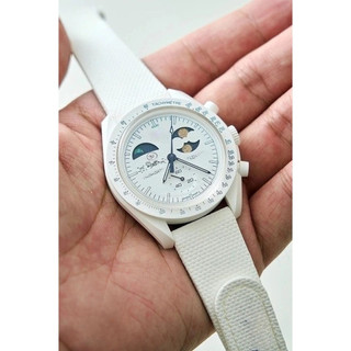 Đồng hồ nam pha trăng lạnh màu trắng Snoopy Chronograph Full chức năng Tachymeter Đồng hồ đeo tay thạch anh thể thao dành cho nam và nữ