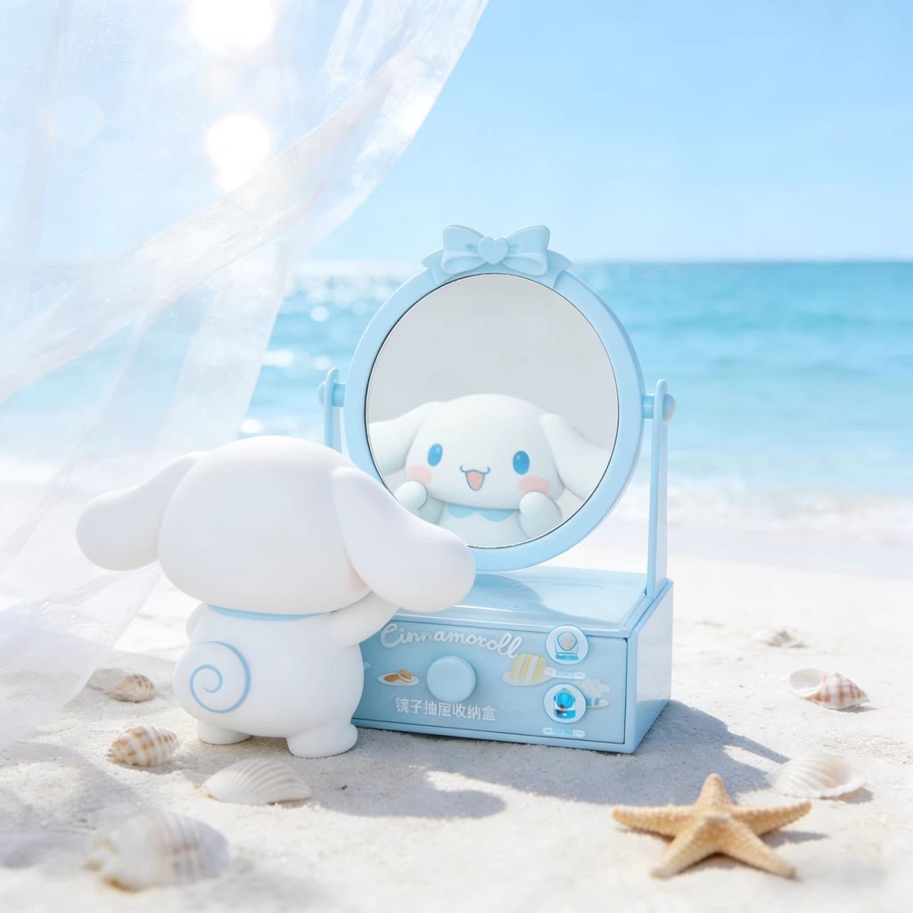 Hộp đựng ngăn kéo Miniso Sanrio có hộp đựng gương trang điểm để bàn hoạt hình dễ thương [Không bao gồm hình Mini]