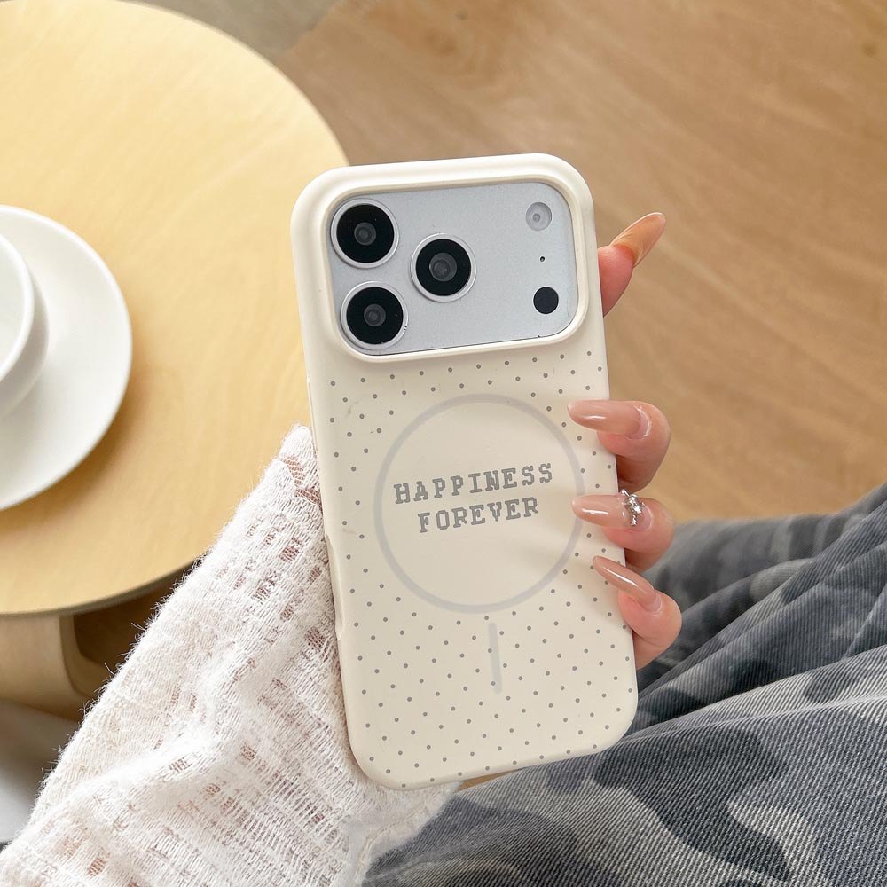 Ốp lưng TPU Tương thích với iPhone 13 14 14Pro 14ProMax 15 15Pro 15ProMax 16 16Pro 16ProMax 17 17Pro 17ProMax Vỏ nam châm họa tiết chấm bi màu trắng