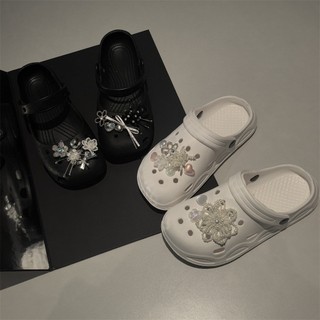 Giày Quyến Rũ 1 Bộ Ballet Flats Mary Jane Giày Trang Trí Đường Hầm Gió Hang Hoa Ống Hạt Nơ Khóa Phong Cách Thơm